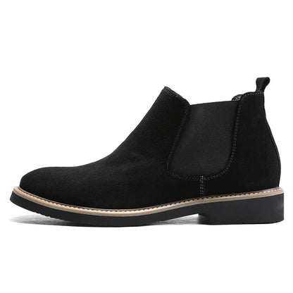 Men's British Style Chelsea Boots – Suede Leather, Slip-On, Pointed Toe Ankle Boots