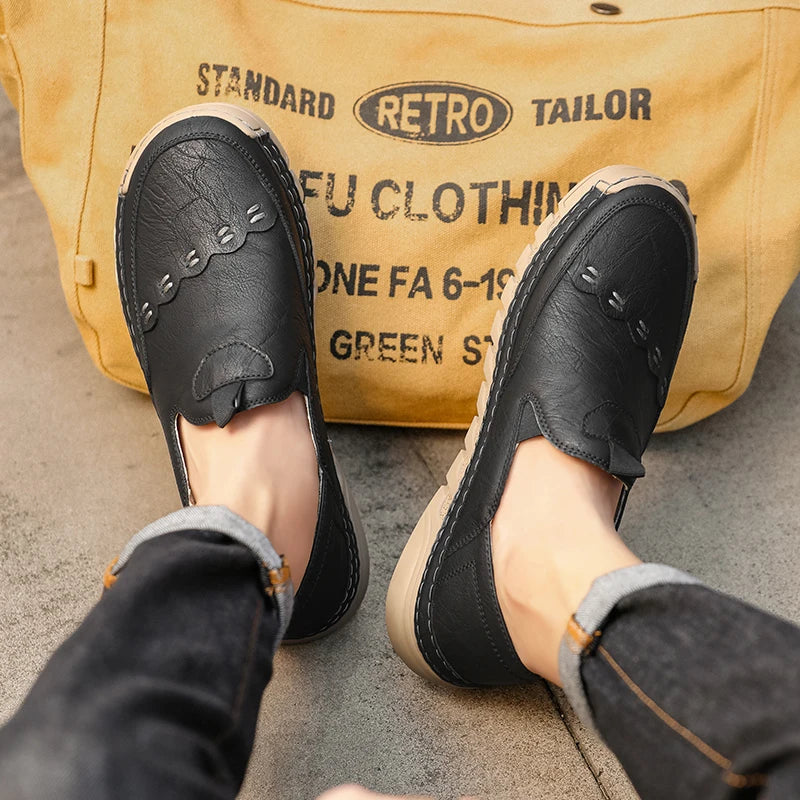 Italy Genuine Leather Luxury Loafers Moccasins – Breathable Slip-On Driving Shoes for Men