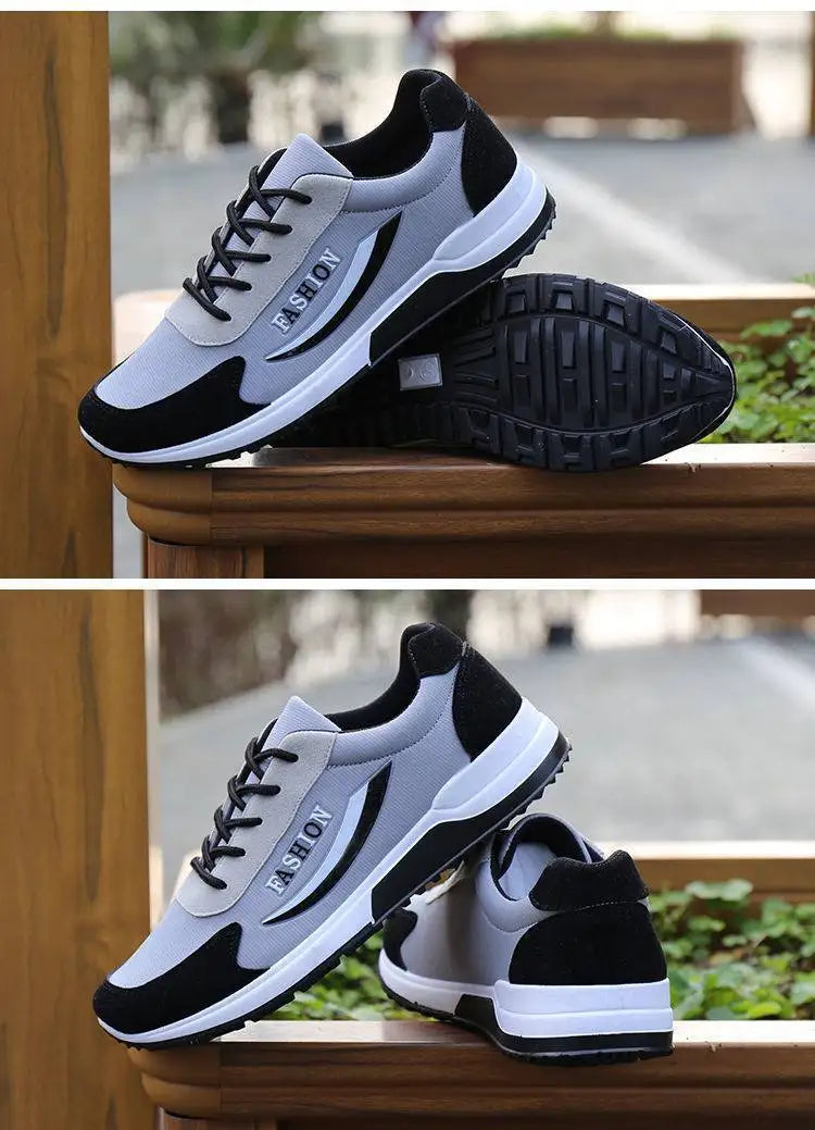 Men's Lace-Up Canvas Training Sneakers – Breathable, Non-Slip, Thick Bottom Casual Shoes