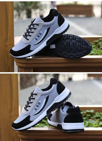 Men's Lace-Up Canvas Training Sneakers – Breathable, Non-Slip, Thick Bottom Casual Shoes