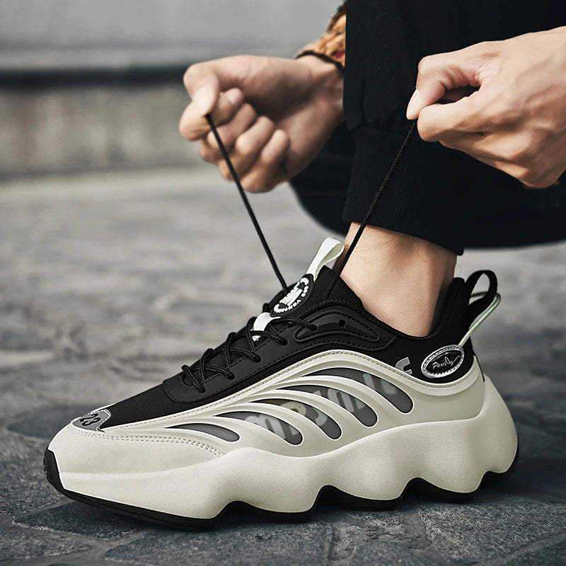 Men's Luxury Breathable Sneakers – Lace-Up, Anti-Odor, Casual Trainer Running Shoes