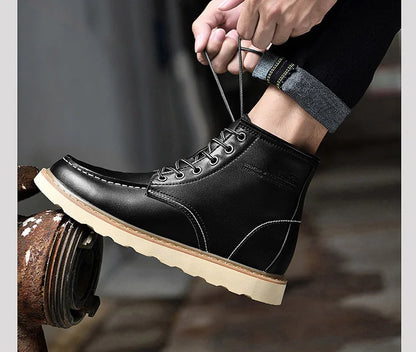 Men's Elevator Hidden Heel Boots – Height Increasing 6CM 8CM 10CM, Microfiber Leather, Warm Lining