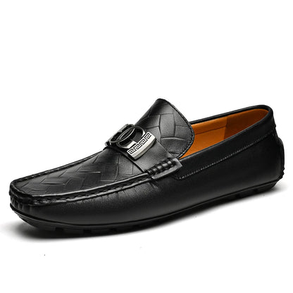 Men's Top-Grain Cowhide Business Casual Leather Loafers – Breathable, Sophisticated Summer Shoes