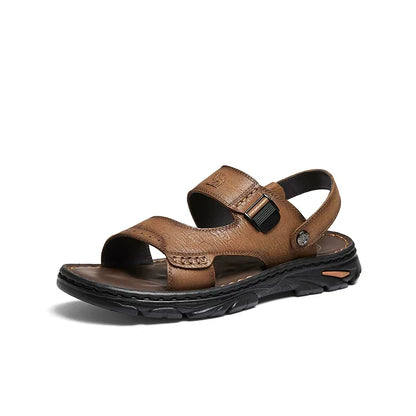 Golden Camel Men's Classic Genuine Leather Sandals – Ankle-Wrap, Lightweight, Casual Outdoor