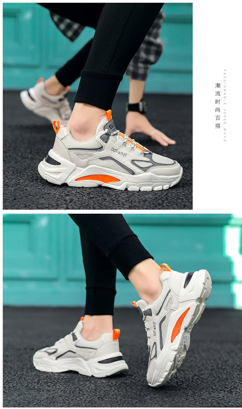Men's Breathable Mesh Soft Sole Running Sneakers – Lace-Up, All-Season Comfort Walking Shoes