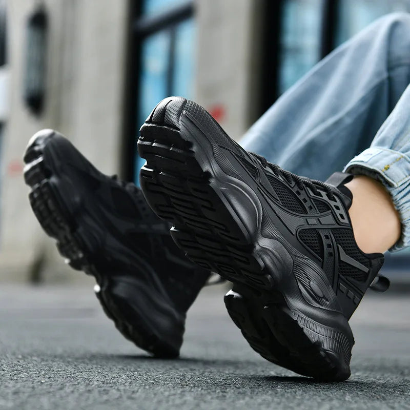 Men's Platform Street Athletic Sneakers – Breathable Air Mesh, Lace-Up, Plus Size Up to 52