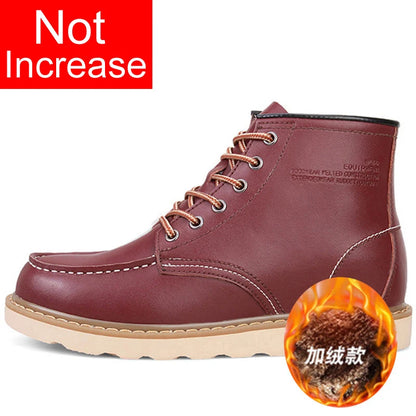 Men's Elevator Hidden Heel Boots – Height Increasing 6CM 8CM 10CM, Microfiber Leather, Warm Lining