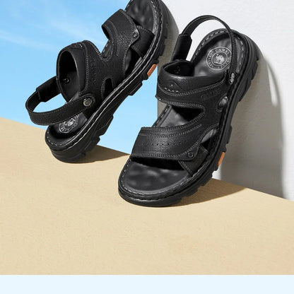 Golden Camel Men's Classic Genuine Leather Sandals – Ankle-Wrap, Lightweight, Casual Outdoor