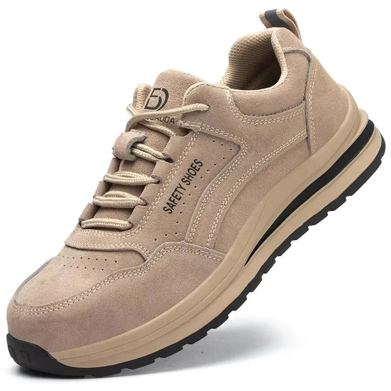 Men's Indestructible Steel Toe Safety Work Boots – Puncture-Proof, Cow Suede, Breathable Work Sneakers