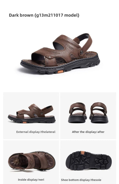 Golden Camel Men's Classic Genuine Leather Sandals – Ankle-Wrap, Lightweight, Casual Outdoor