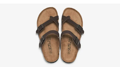 Men's Cork Style Beach Sandals – Metal Detail, EVA Sole, Fashion Summer Flip Flops