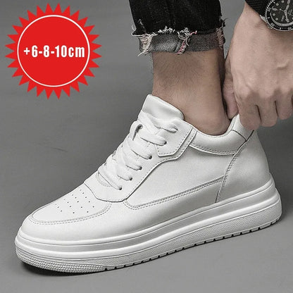 Men's Height Increasing Leather Platform Sneakers – 6/8/10cm Elevator Lace-Up Luxury Shoes