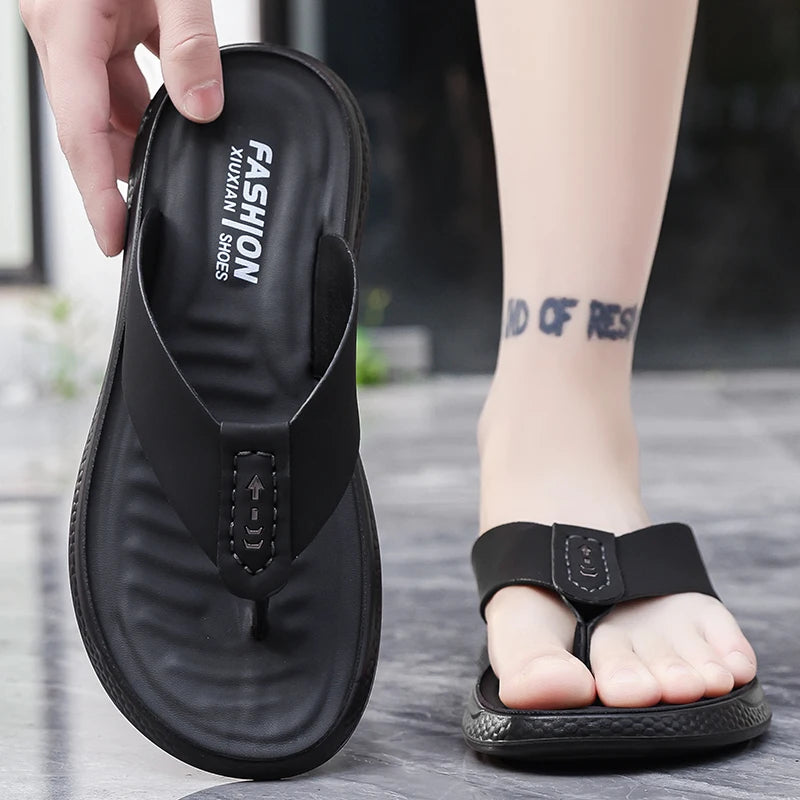 Men's Anti-Slip Waterproof Outdoor Flip Flops – Microfiber, Comfort Beach Sandals