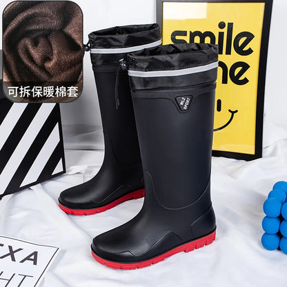 Men's German-Style Waterproof Rain Boots – High Tube, Snake-Bite Resistant, Thickened Rubber