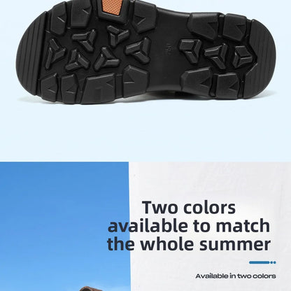 Golden Camel Men's Classic Genuine Leather Sandals – Ankle-Wrap, Lightweight, Casual Outdoor