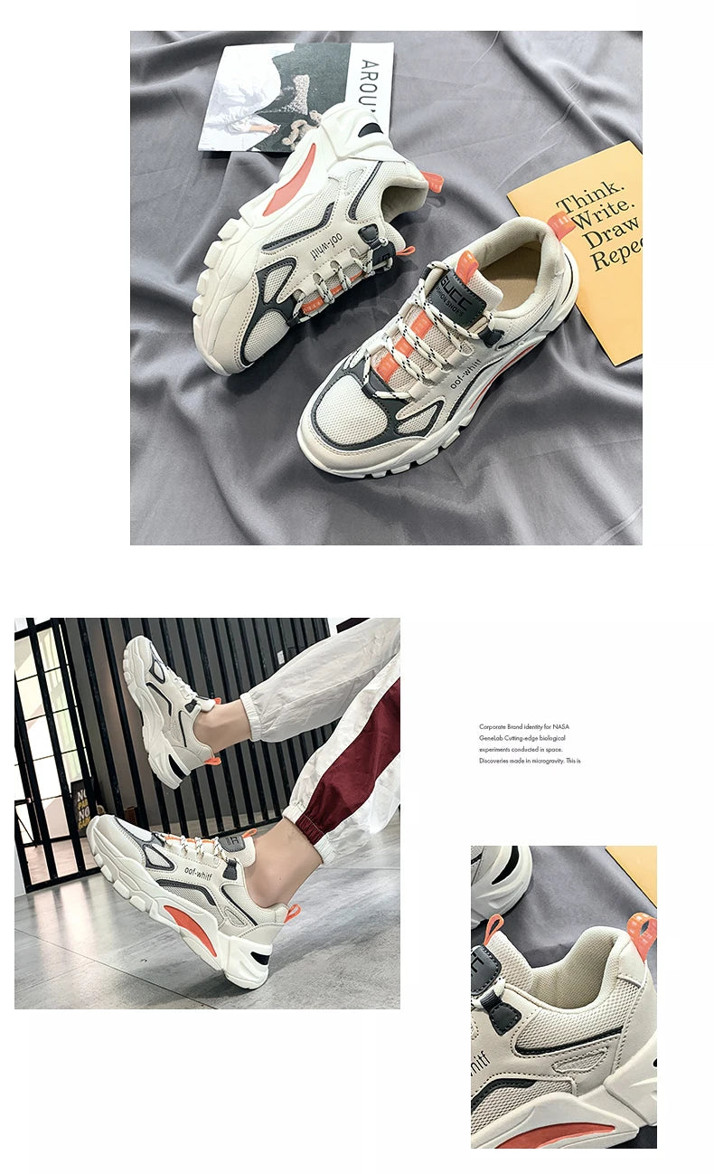Men's Breathable Mesh Soft Sole Running Sneakers – Lace-Up, All-Season Comfort Walking Shoes