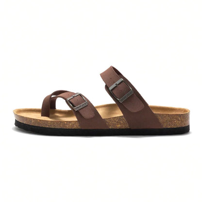 Men's Cork Style Beach Sandals – Metal Detail, EVA Sole, Fashion Summer Flip Flops