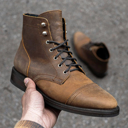 Men's Retro Round-Toe Work Boots – Durable, Stylish Classic Footwear for Everyday Wear