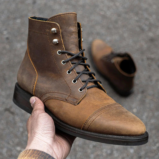 Men's Retro Round-Toe Work Boots – Durable, Stylish Classic Footwear for Everyday Wear