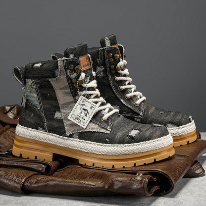 Men's High-Top Autumn Denim Boots – Stylish, Durable & Comfortable Footwear for Fall
